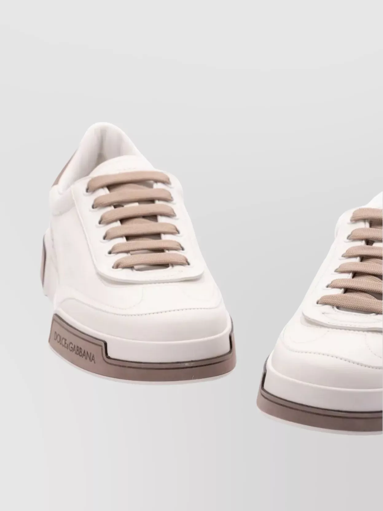 Dolce & Gabbana Portofino Yatch Sneakers In Calfskin Color White And Dove Grey In Red