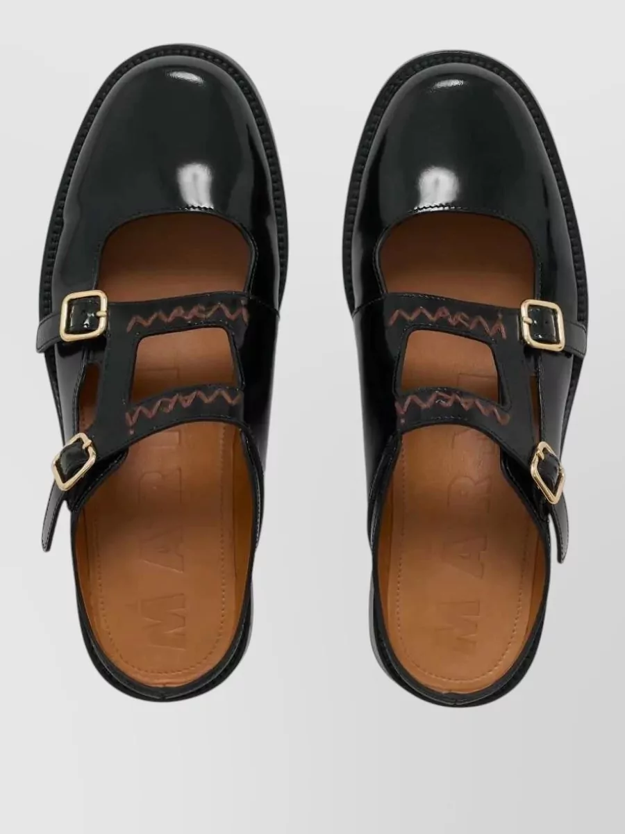 Marni Leather Buckle Mules