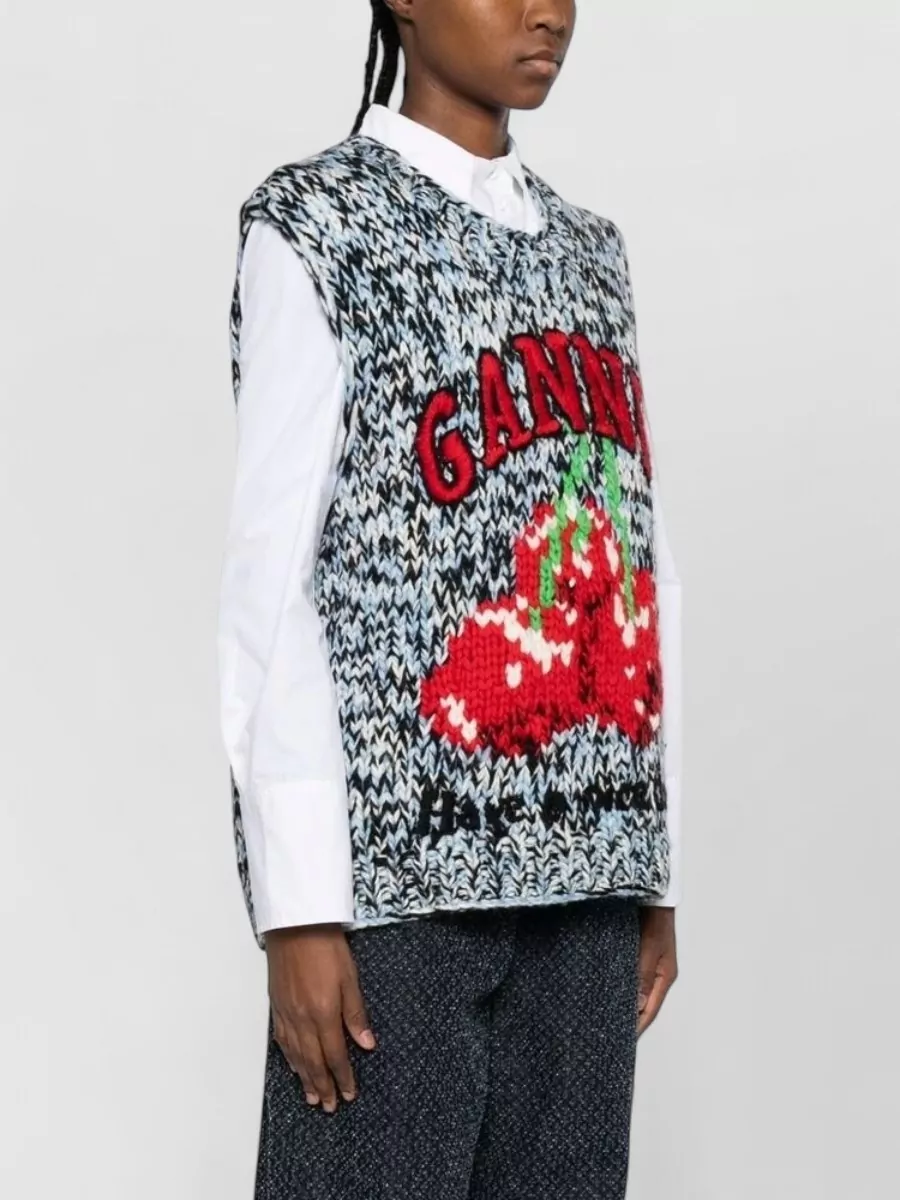 Ganni Chunky-Knit Merino Wool Sleeveless Crewneck Top