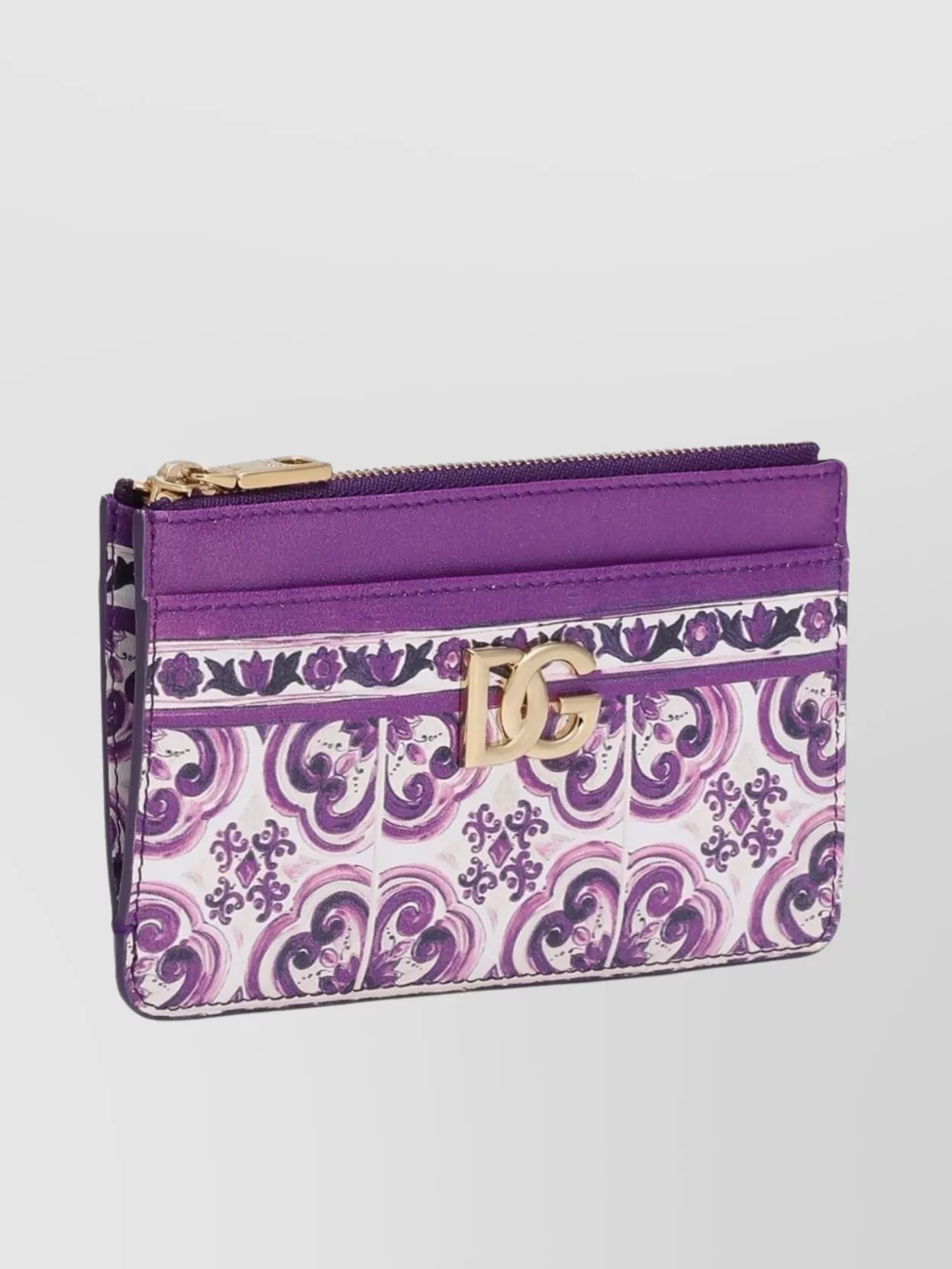 Dolce&Gabbana Majolica-Print Calfskin Card Holder