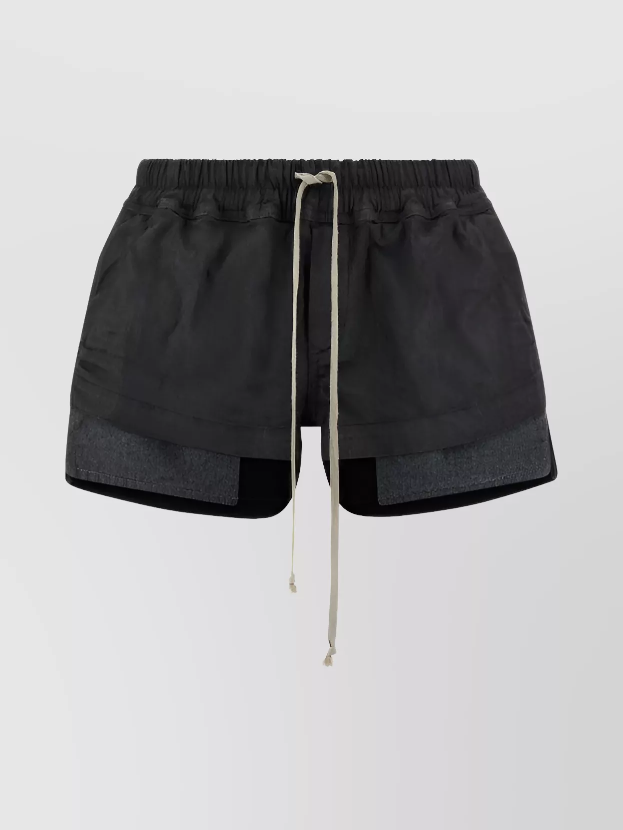 Rick Owens Layered Design Elastic Waistband Shorts In Black