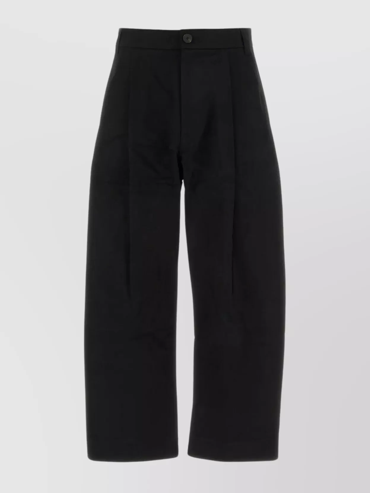 Shop Studio Nicholson Inverted Pleats Wide-leg Cotton Trousers In Black