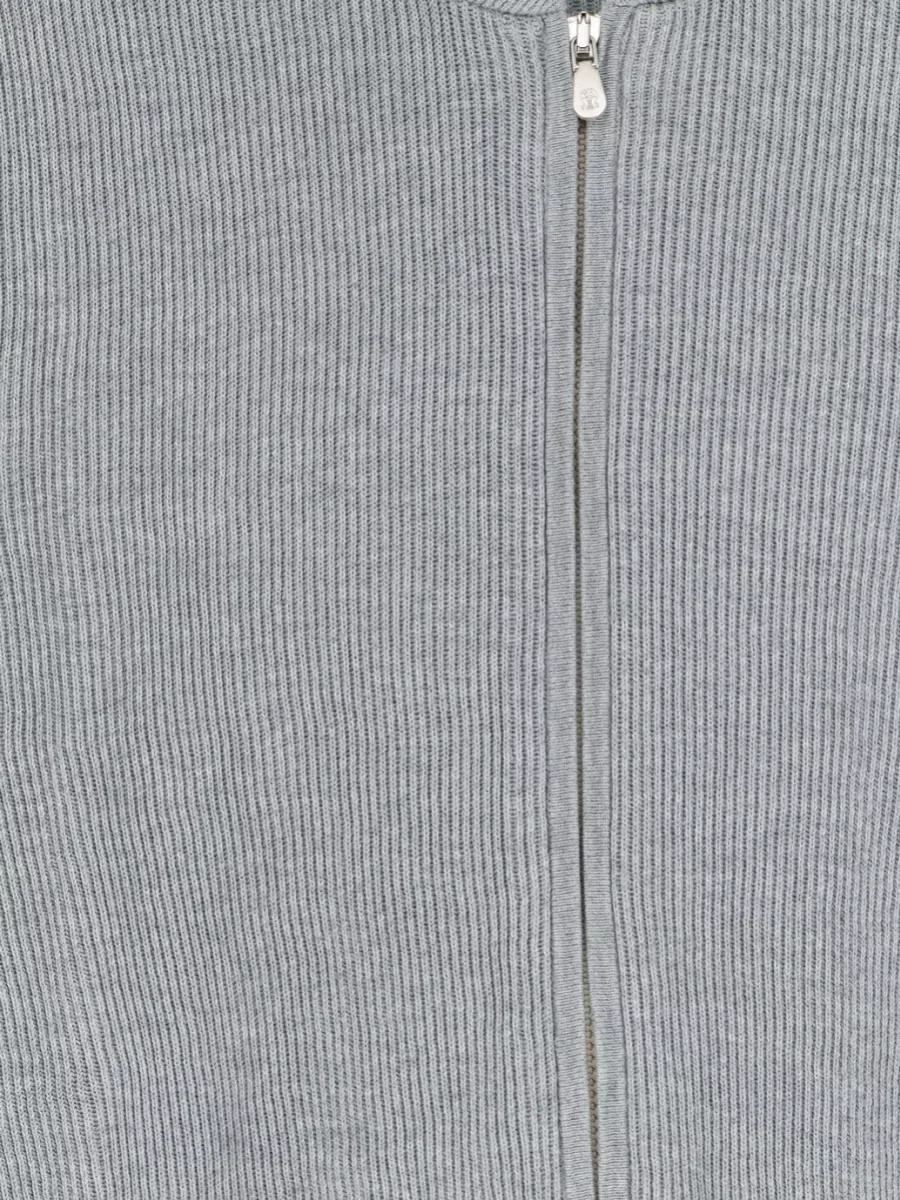 Brunello Cucinelli Ribbed Zip-Up Cotton Cardigan