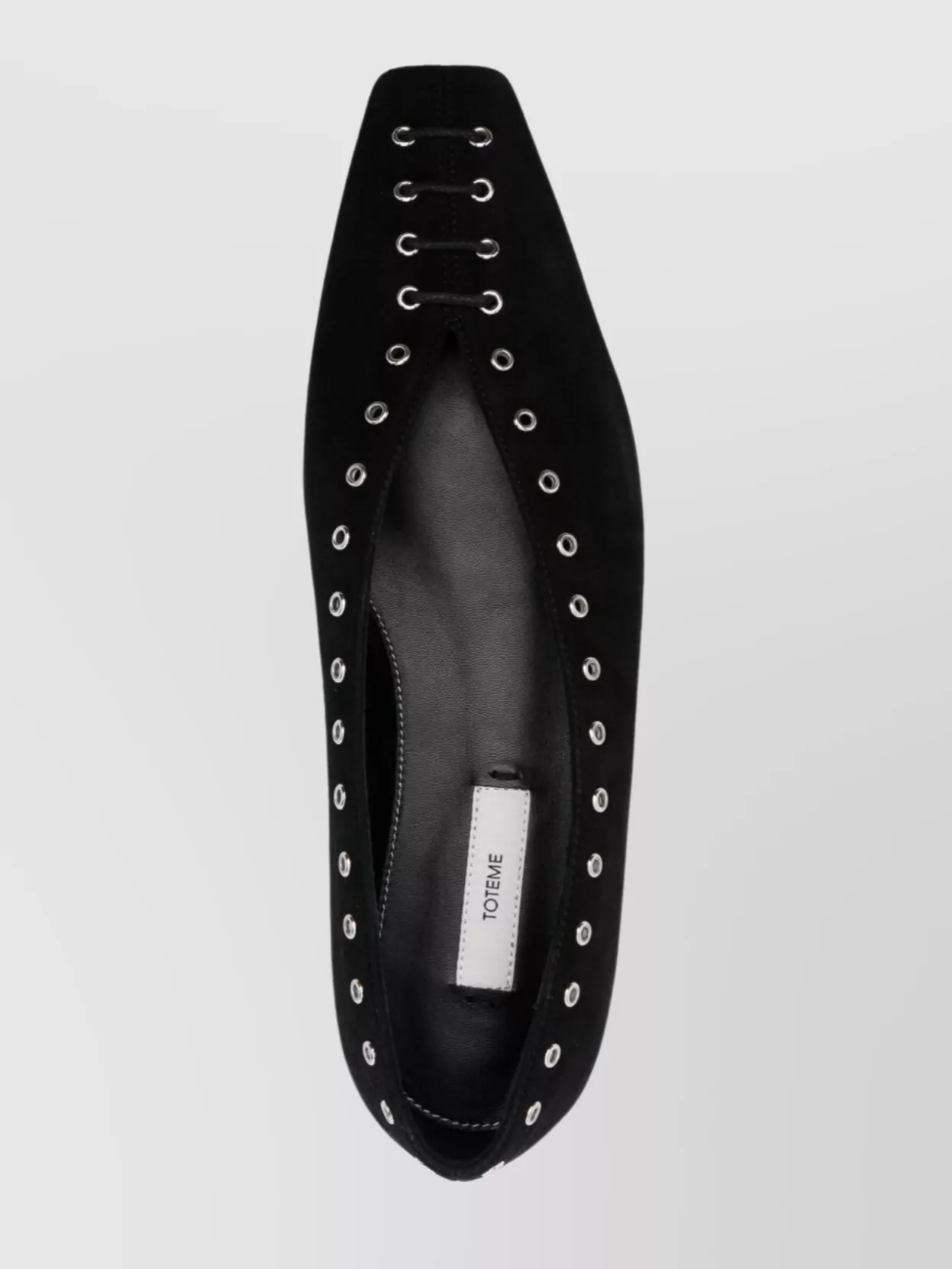 Totême Lace-up Eyelet-embellished Suede Ballet Flats