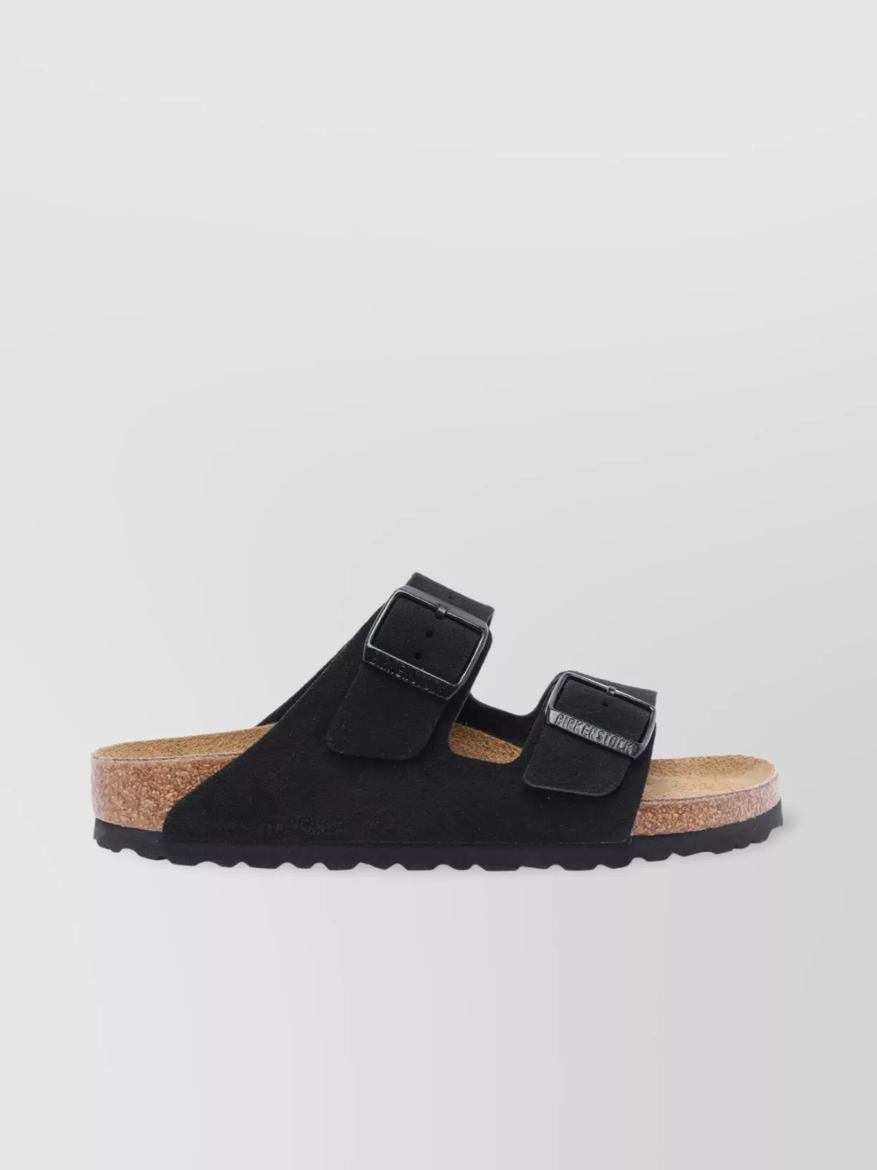 Birkenstock Round Toe Suede Leather Sandals With Logo Buckle