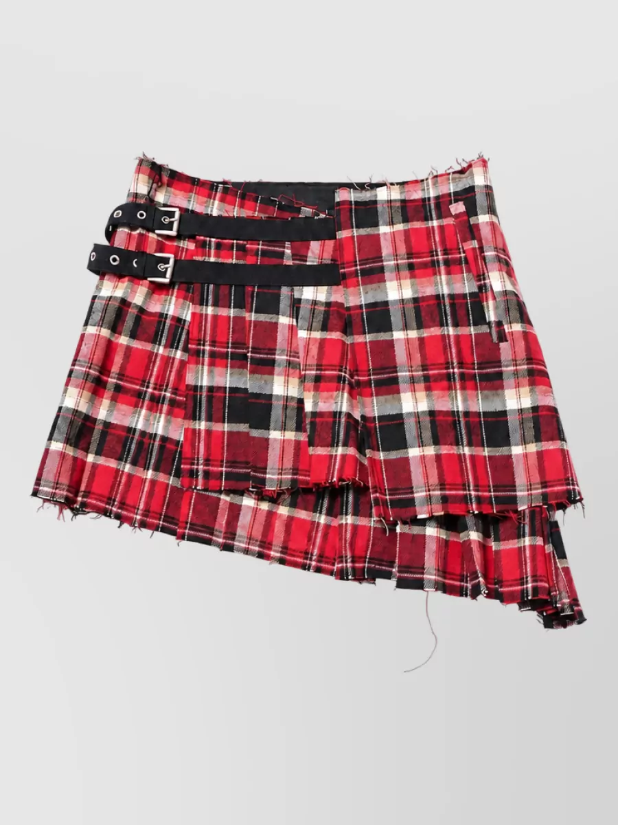 Ann Demeulemeester checked cotton mini wrap skirt