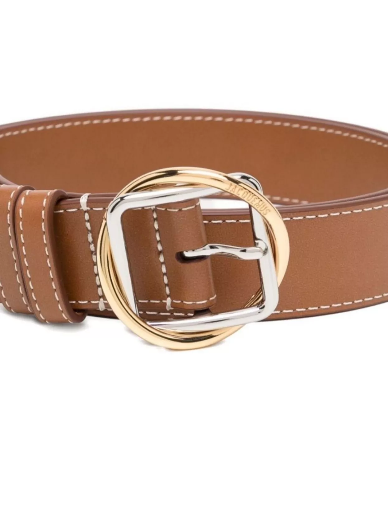 Jacquemus Adjustable Dual-tone Buckle Belt Stitching In Brown