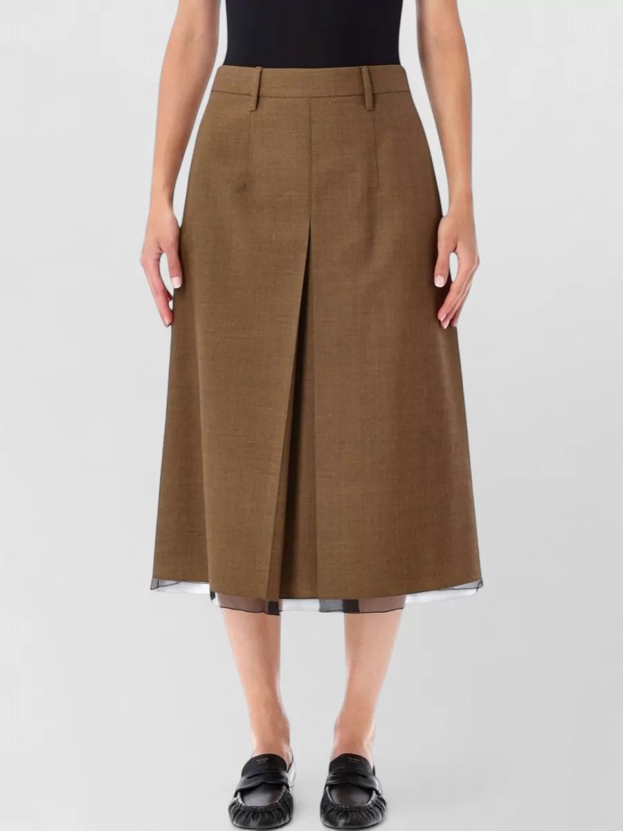 Prada virgin wool midi skirt