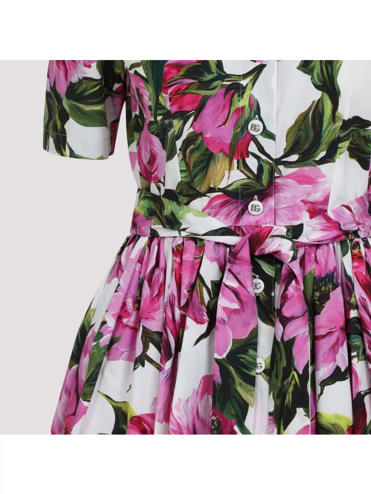 Dolce & Gabbana Bell Skirt Peonie Pattern Dress In Black