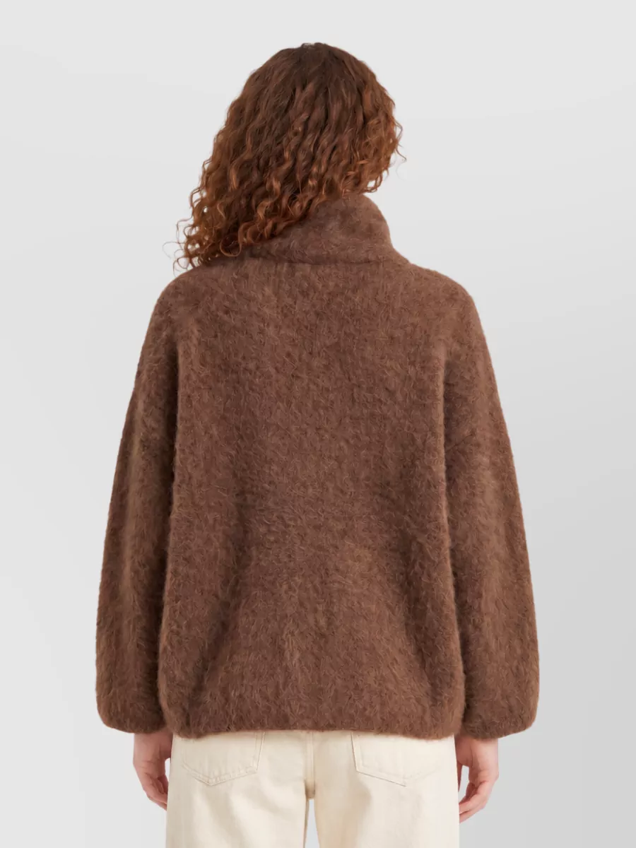 The Frankie Shop Fuzzy Knit Relaxed Fit Zip Cardigan