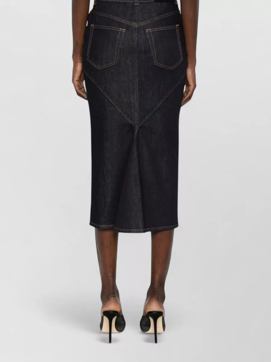 Givenchy Long Denim Skirt Belt Loops Pockets