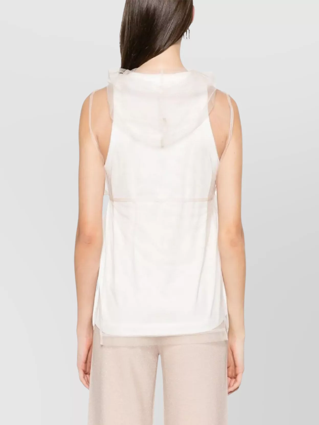 Fabiana Filippi Hooded Sheer Overlay Sleeveless Tie Detail
