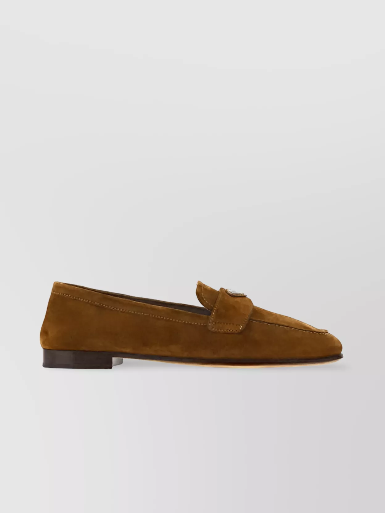 Prada Almond Toe Calfskin Loafers In Brown