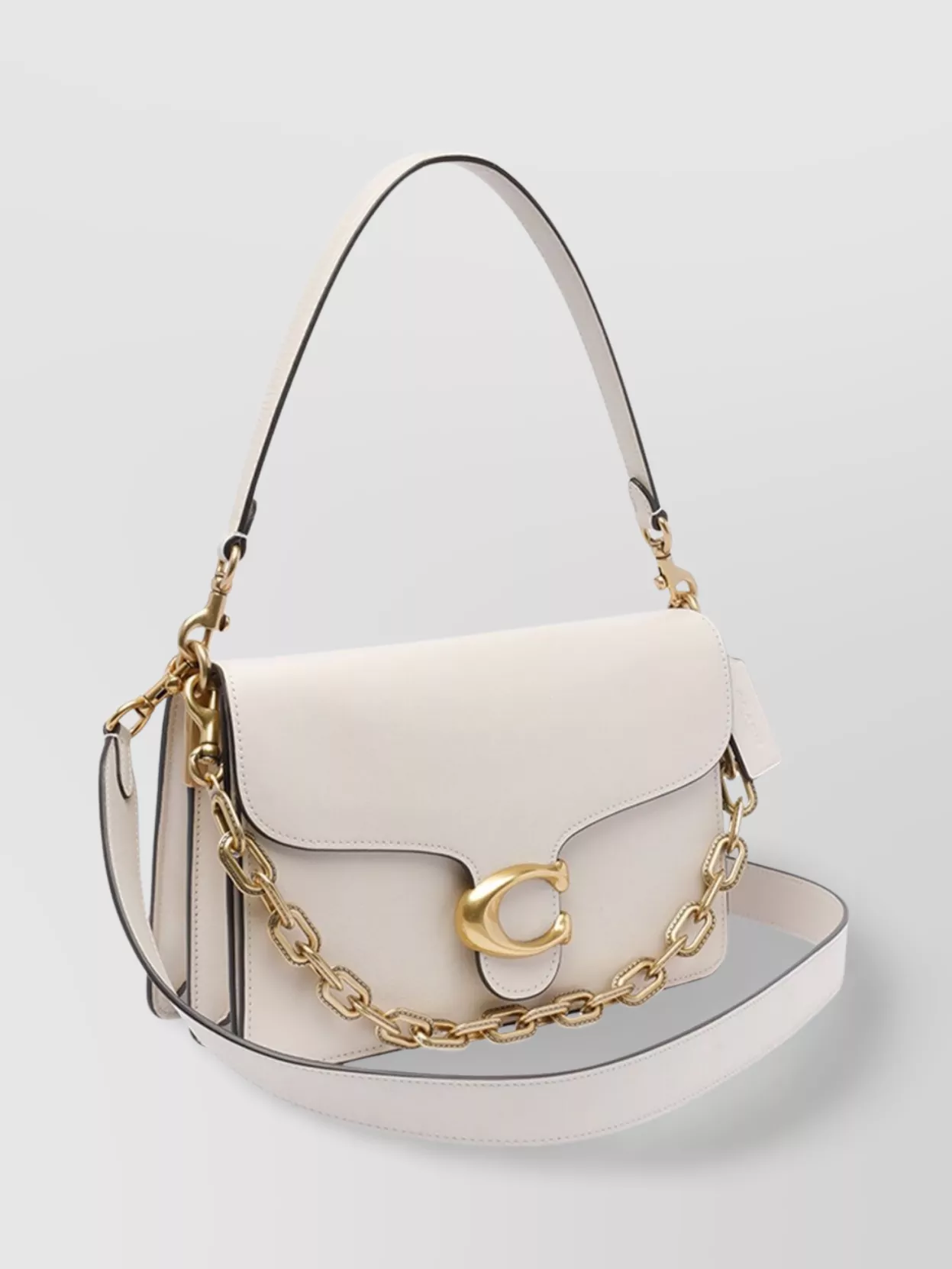 Coach Chain Detail Leather Shoulder Bag