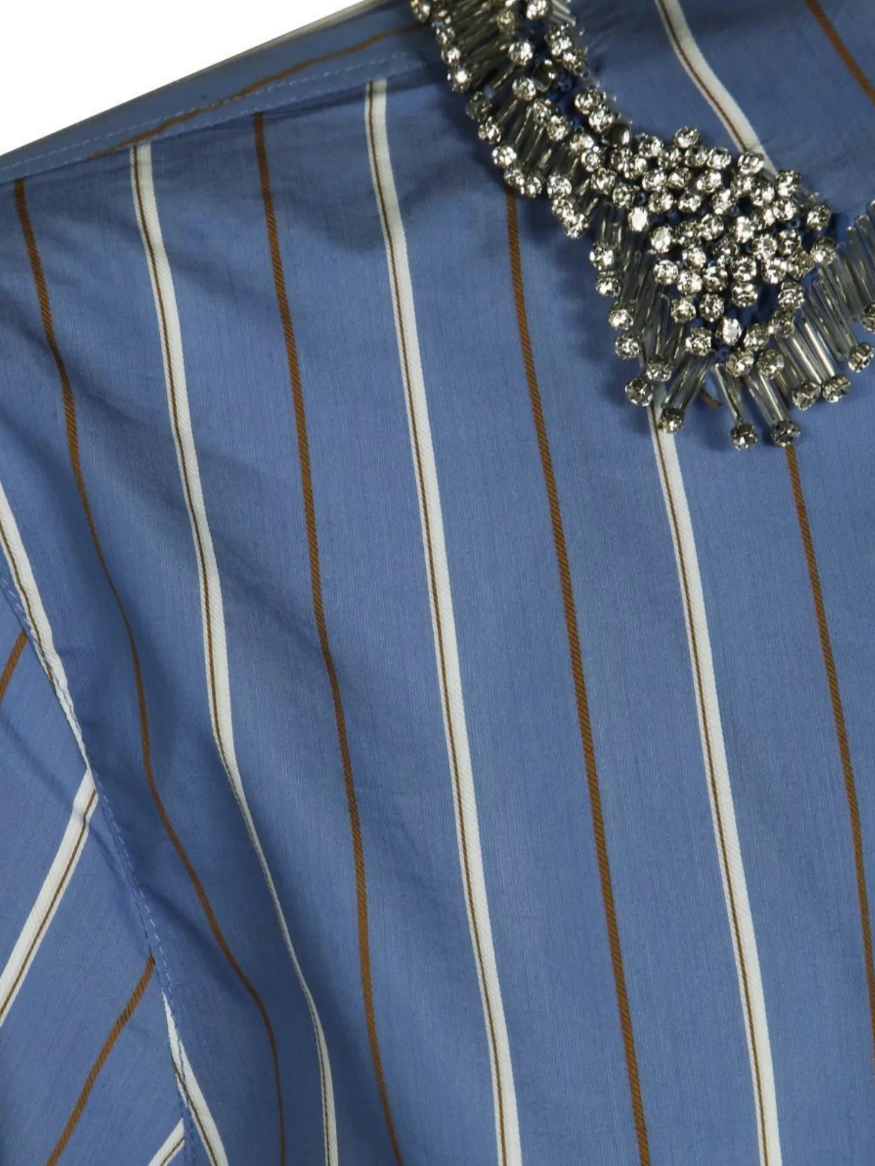 Pinko Striped Embellished Collar Long Sleeves Top