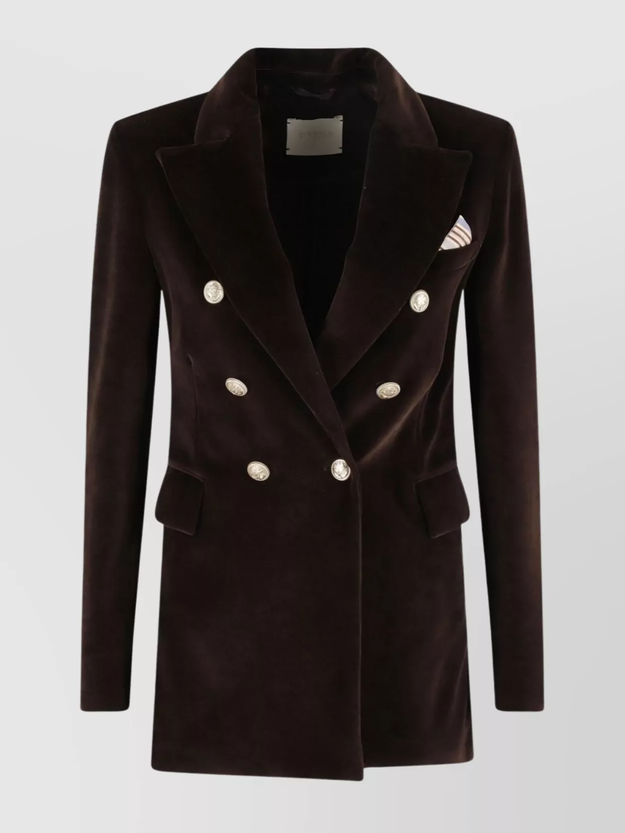Circolo 1901 Velvet Double-breasted Jacket With Peak Lapels In Brown