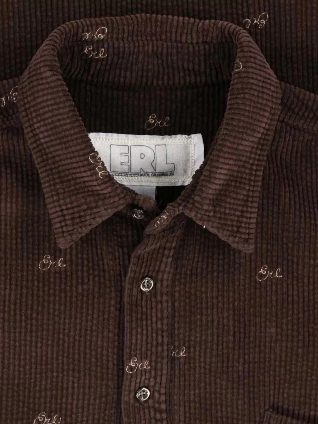 Erl Long Sleeve Collared Top With Chest Pocket