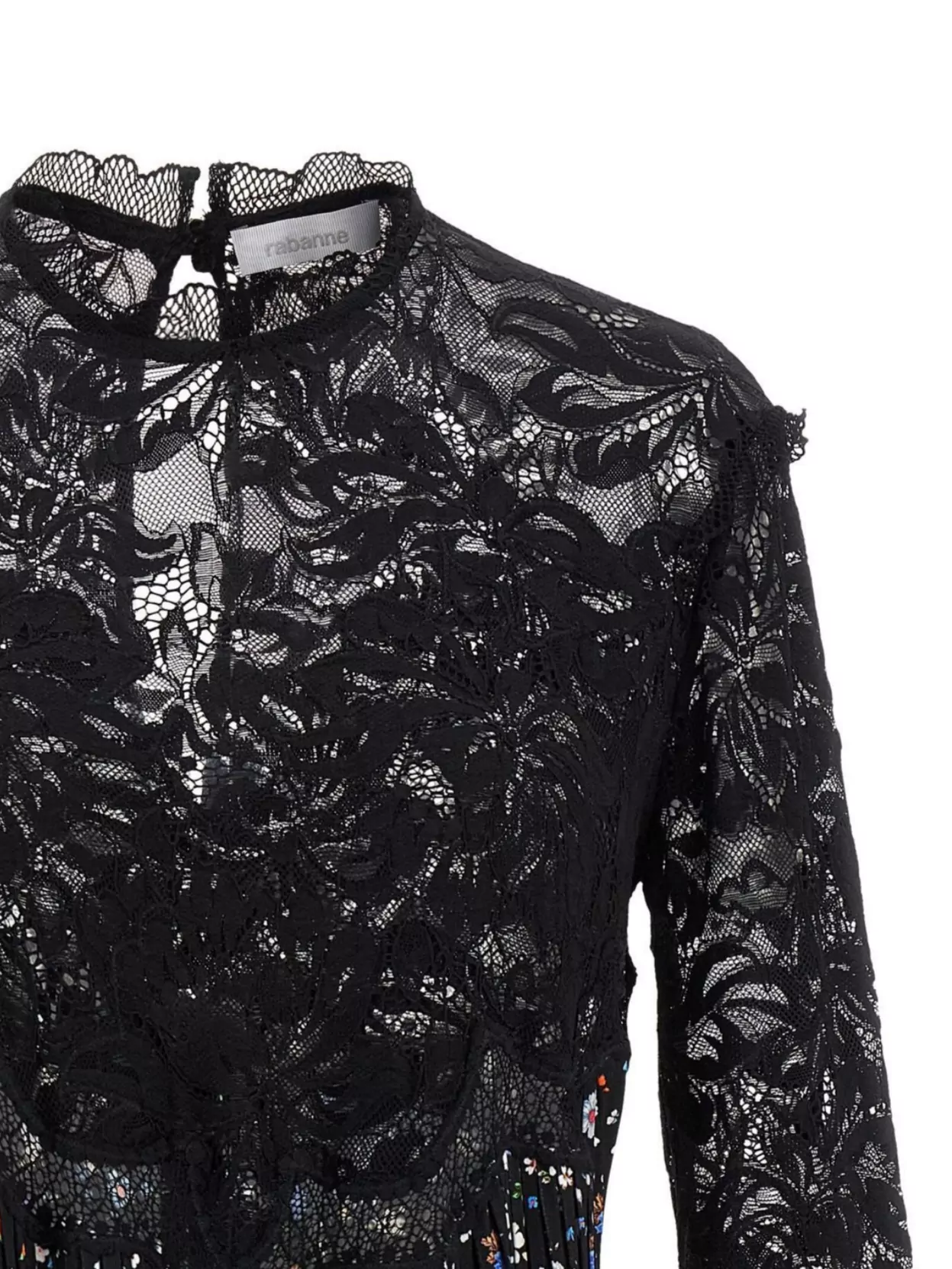 Rabanne Lace Floral Dress Keyhole Back In Black