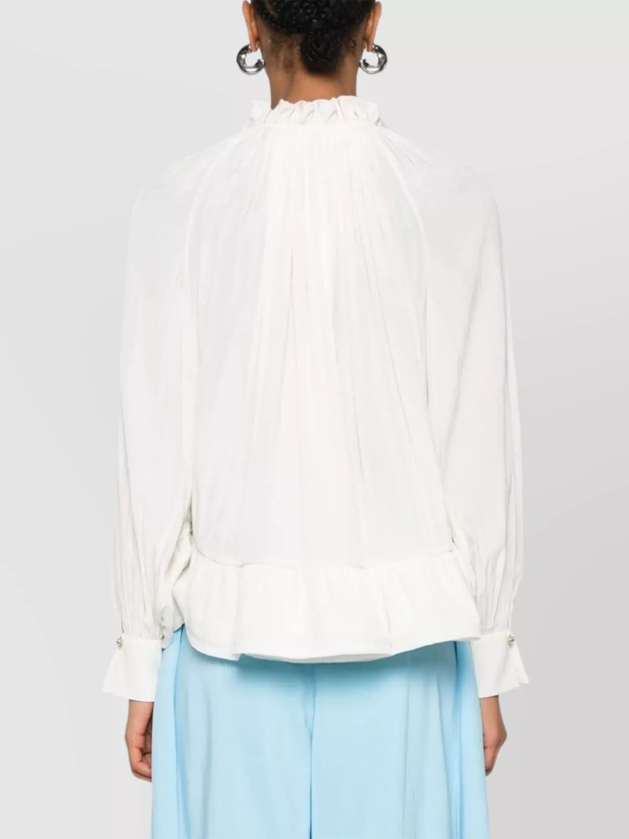 Lanvin Ruffled V-Neck Top Pleated Design