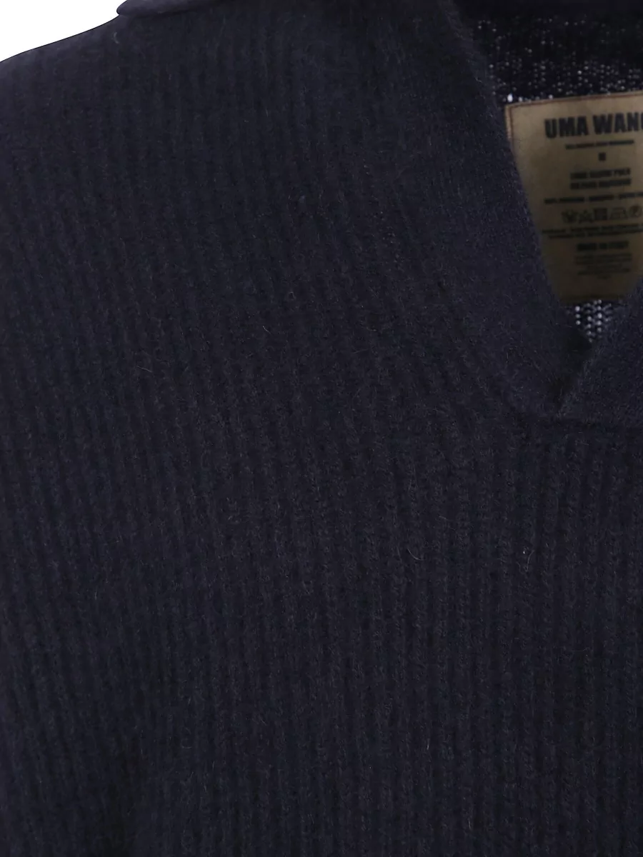 Uma Wang Raccoon Wool Long-Sleeve Polo Sweater