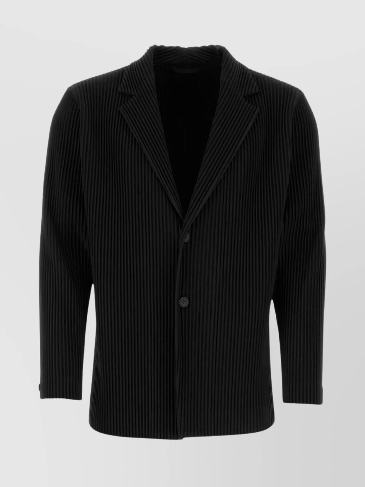 Shop Issey Miyake Polyester Blazer With Back Slit And Pleated Surface In Black