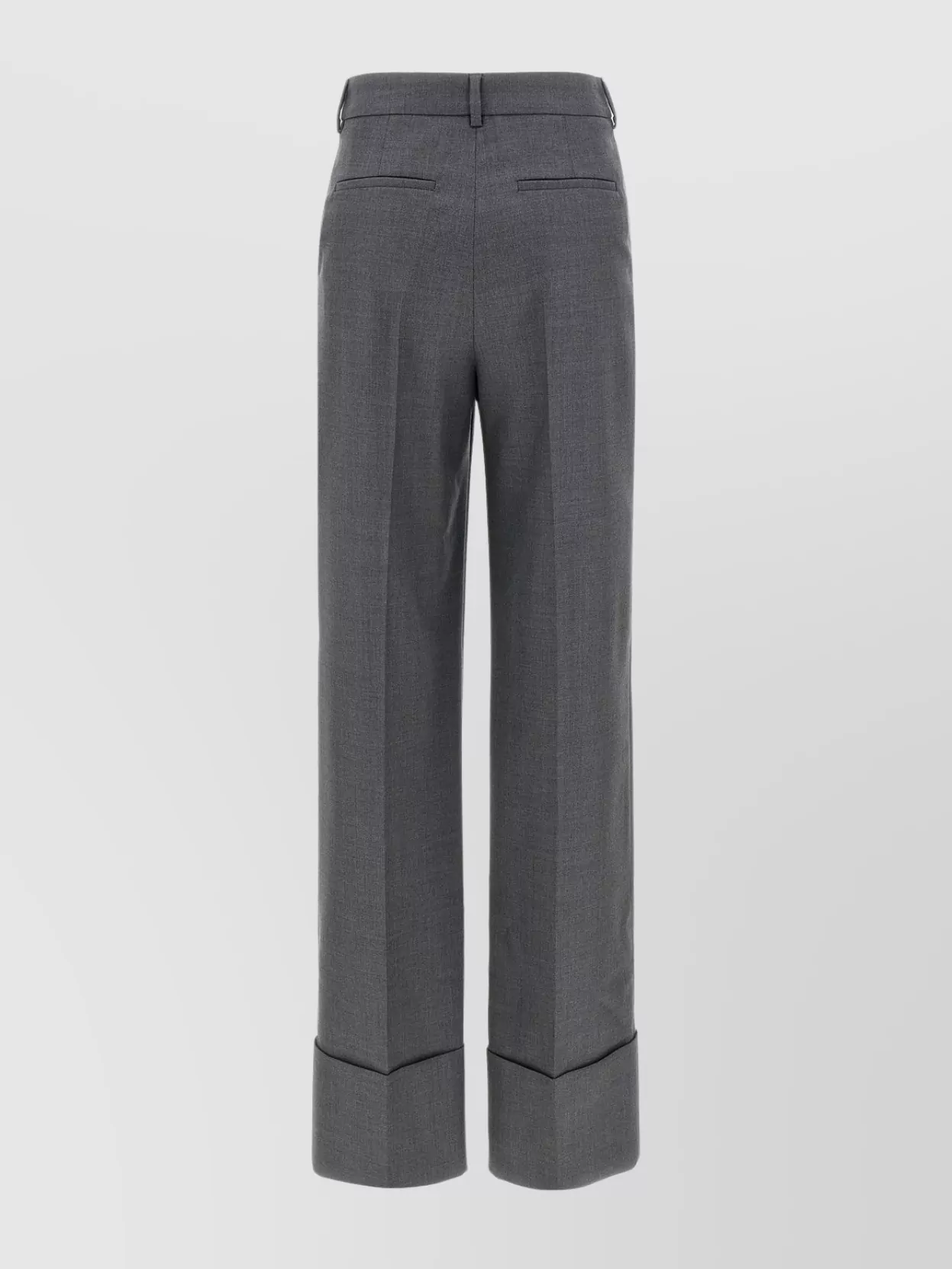 Valentino Garavani Wool Trousers With Back Pocket And Cuffed Hem