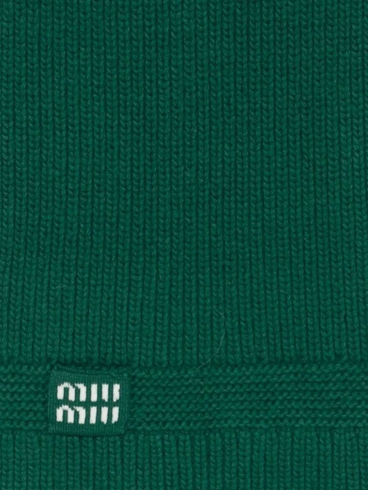Miu Miu Ribbed Scarf Made From Virgin Wool Blend In Green