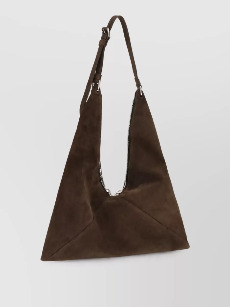 Moschino suede leather paneled hobo tote bag