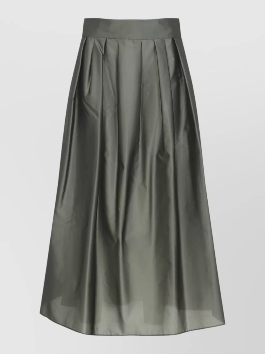 S Max Mara Silk-Blend Pleated Ankle-Length Skirt