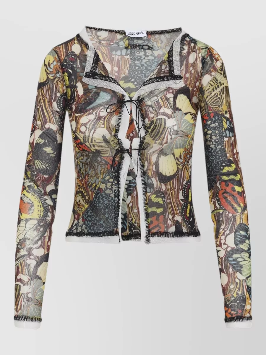 Jean Paul Gaultier Printed Mesh Slim-Fit Long-Sleeve Cardigan