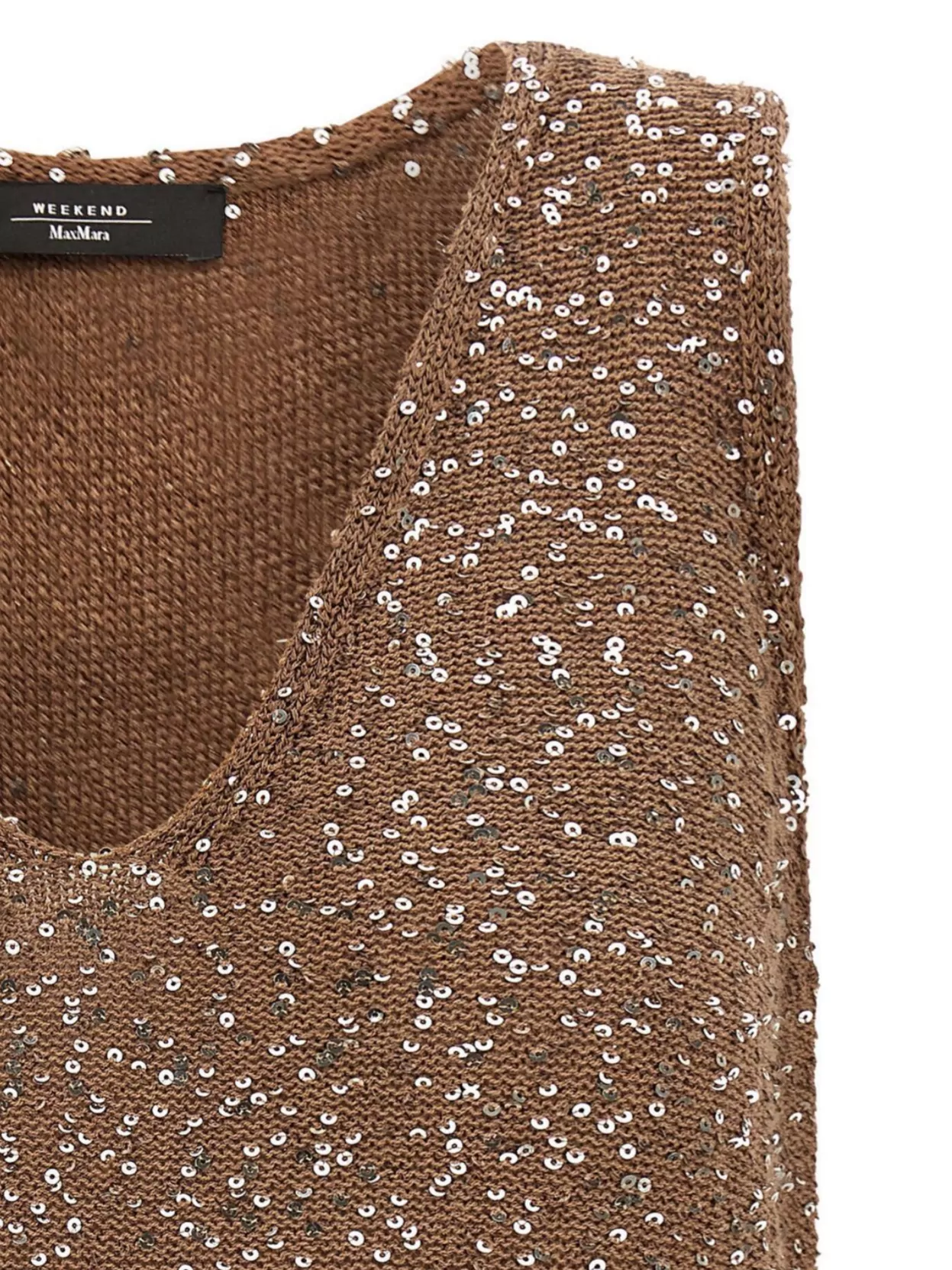 Weekend Max Mara Sequin Scoop Neck Sleeveless Top