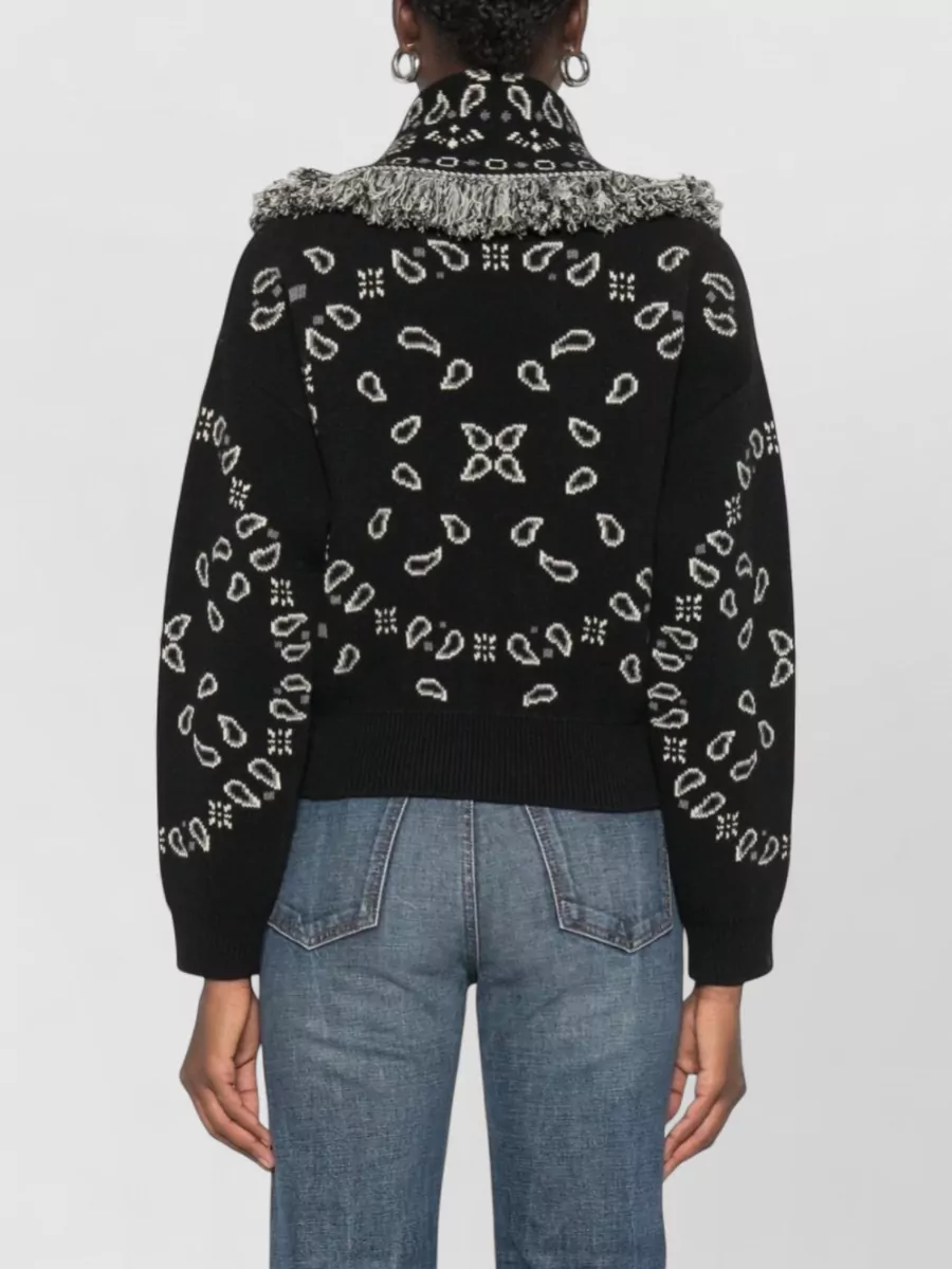 Alanui Cashmere And Virgin Wool Paisley Jacquard Fringed Cardigan