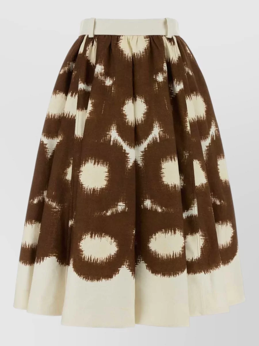 Prada Printed cotton pleated midi full skirt