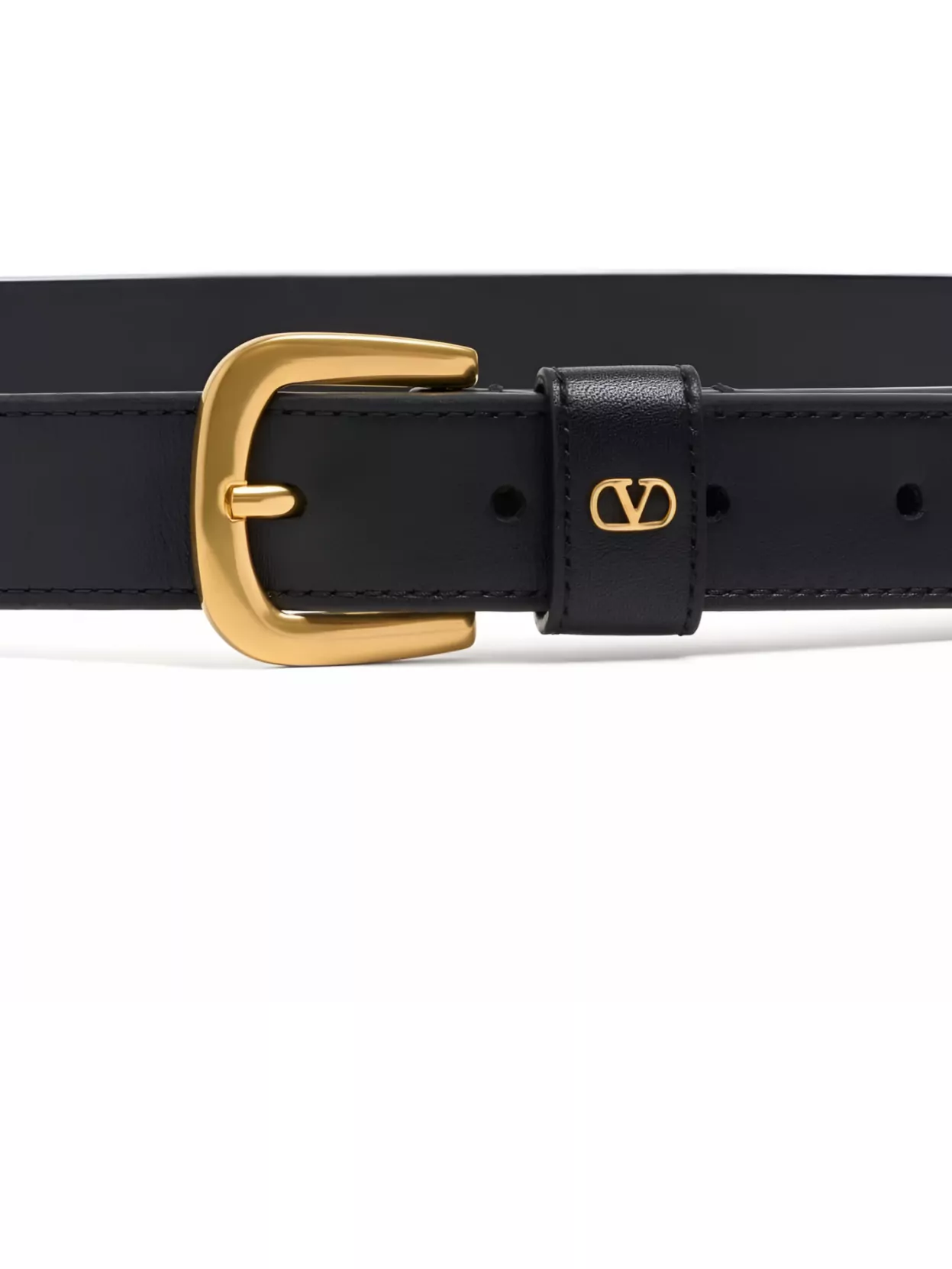 Valentino Garavani Adjustable Vlogo Signature Gold Buckle Belt In Black