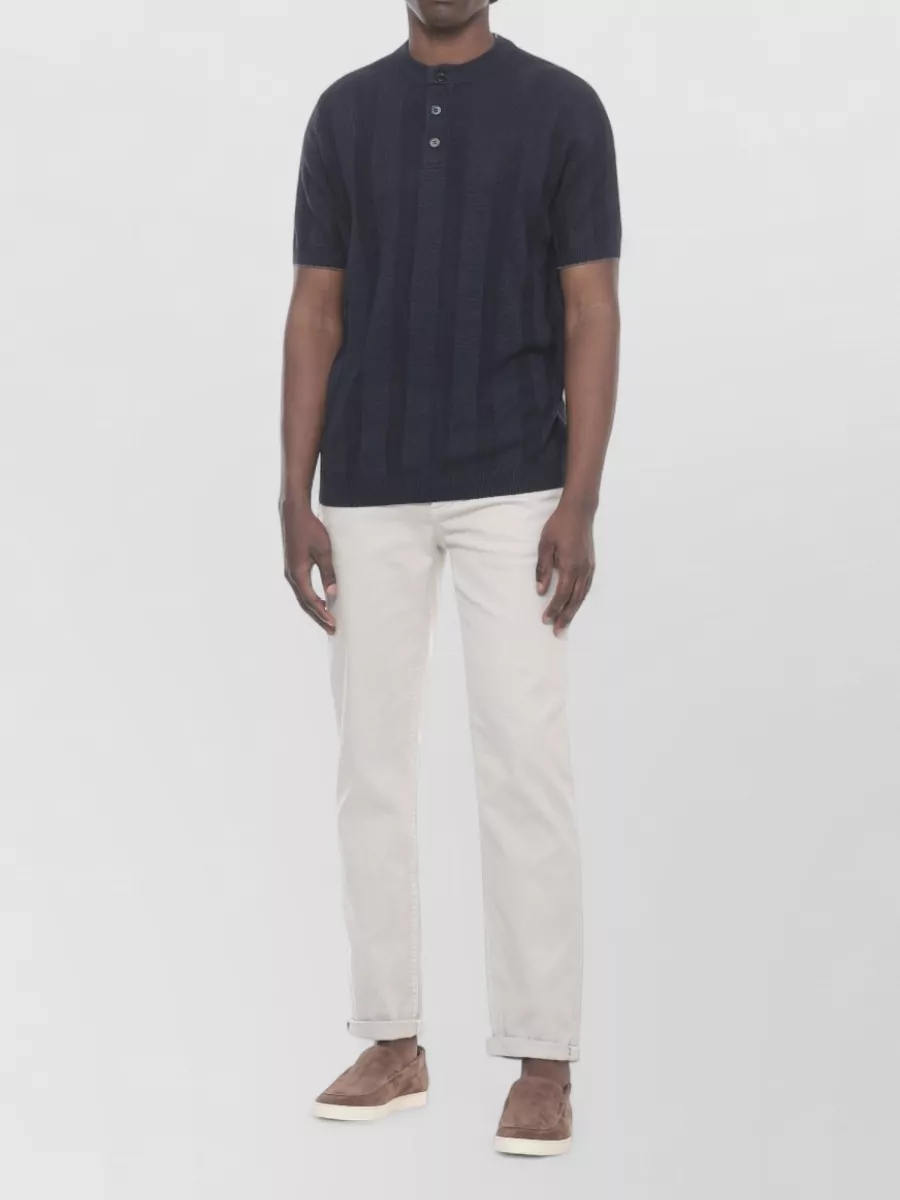 Brunello Cucinelli Ribbed Short-Sleeve Polo Jumper