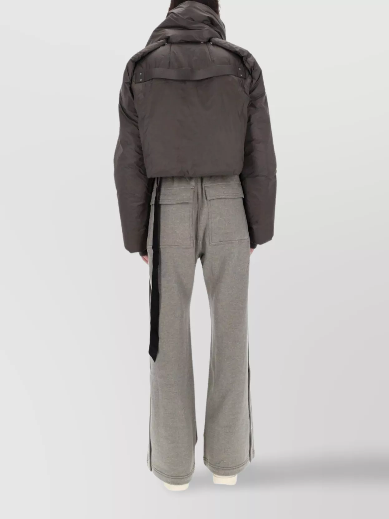 Rick Owens Drkshdw Cropped Puffer Coat High Collar In Gray