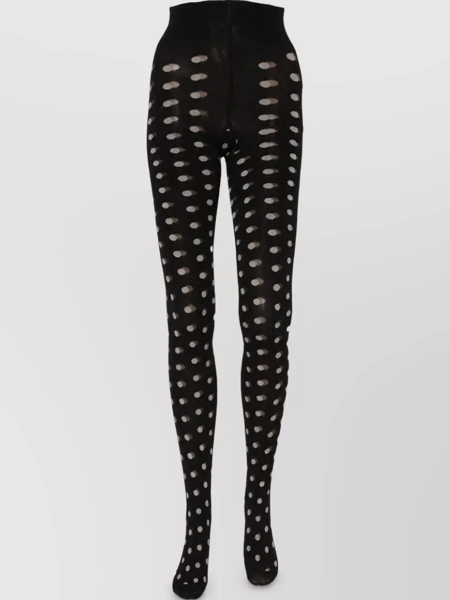 Dolce & Gabbana Polka Dot Fishnet Pantyhose In Black