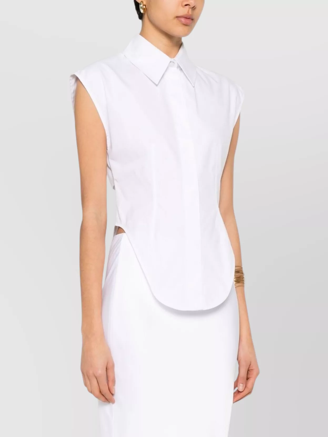 Sportmax Casual Sleeveless Collared Top With Cut-Out Detailing