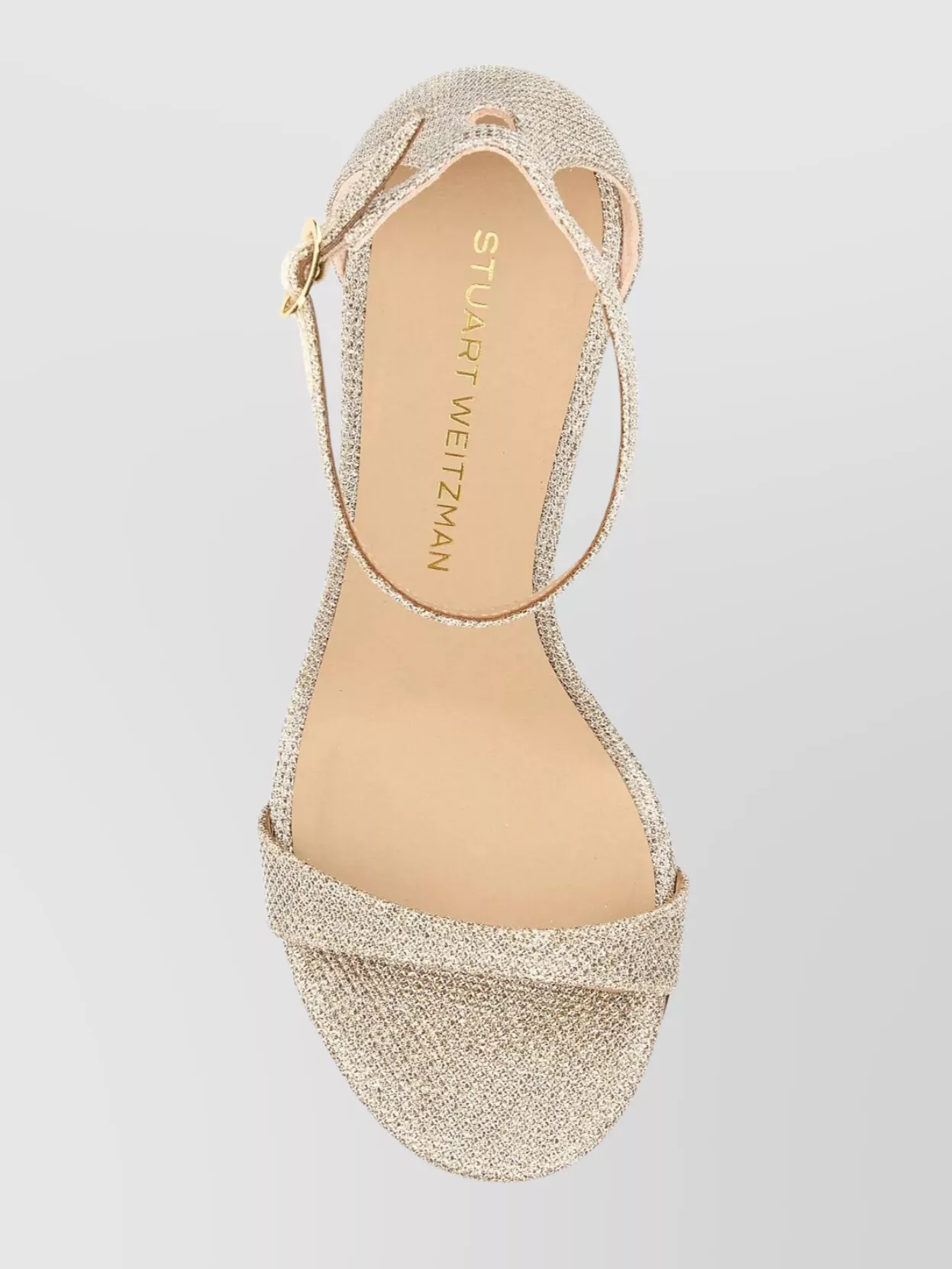Stuart Weitzman Glittered Fabric Sandals Italian Heel