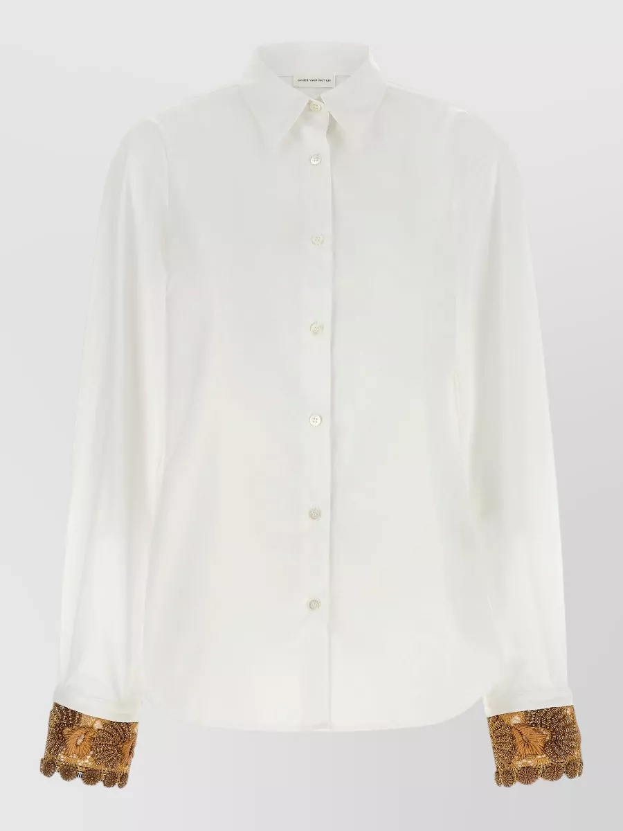Dries Van Noten embellished cuff cotton shirt