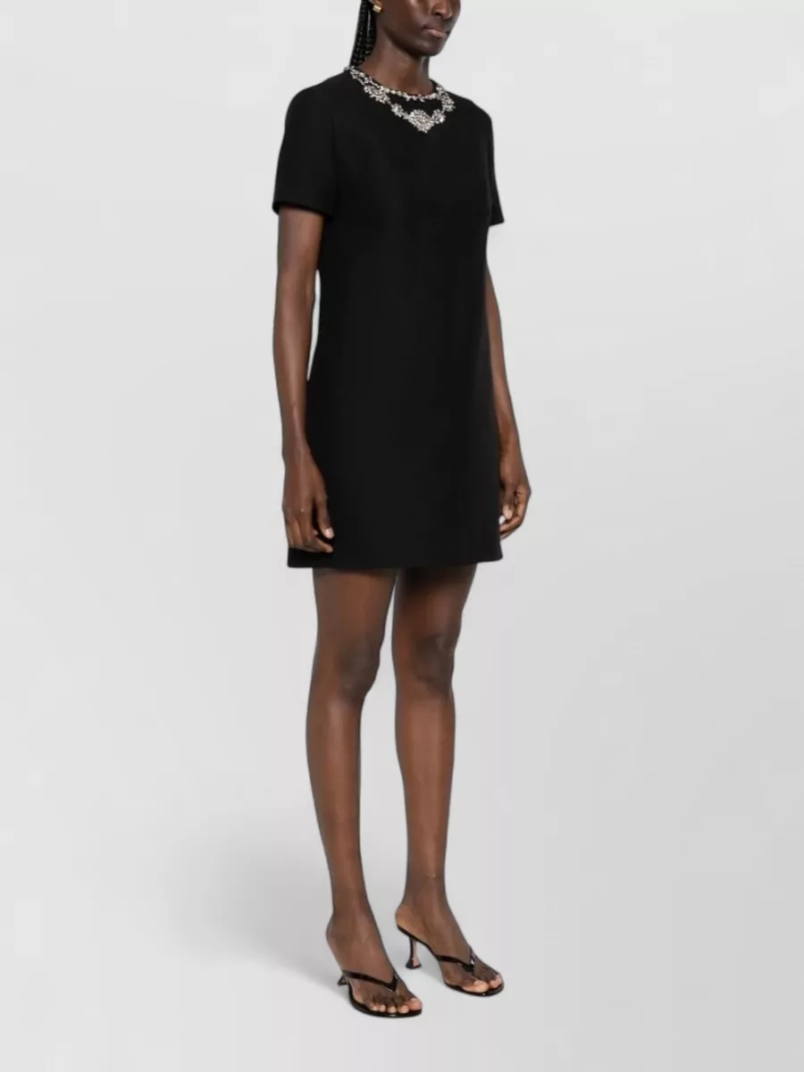 Valentino Silk And Virgin Wool Crystal Embellished Mini Dress