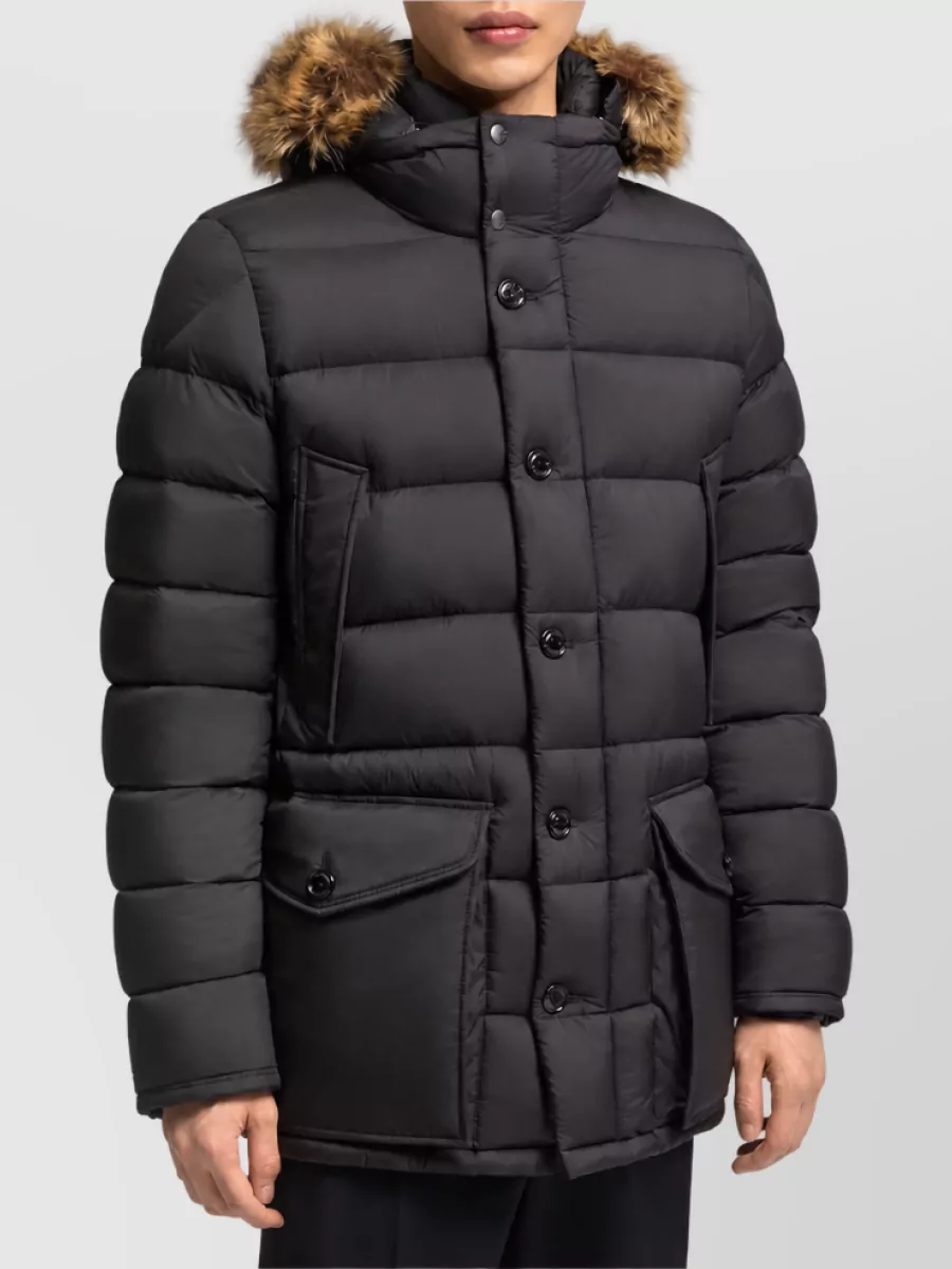 Moncler down hooded midi puffer coat