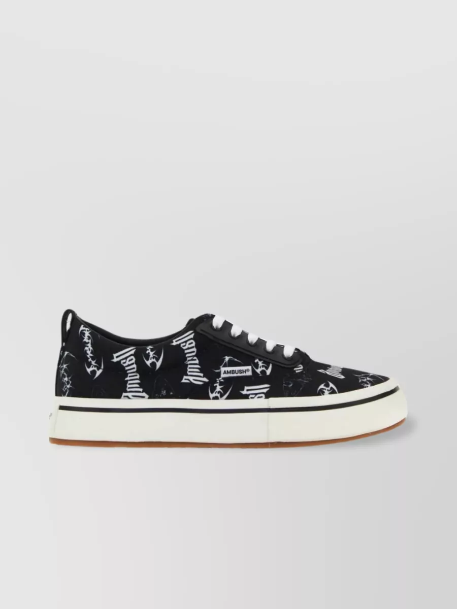 Shop Ambush Patterned Canvas Sneakers With Contrast Sole In Black