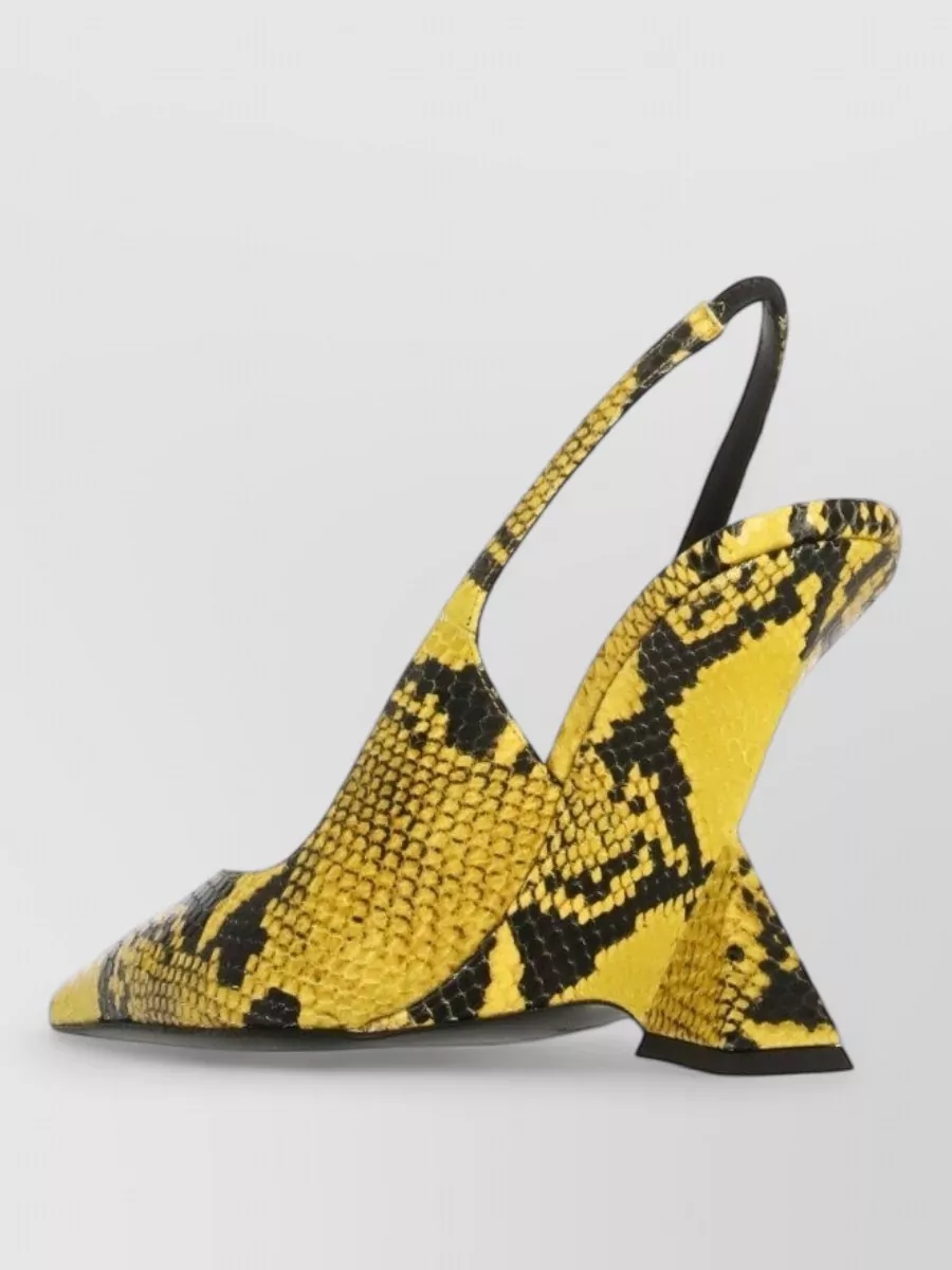 The Attico leather snake-print slingback pumps