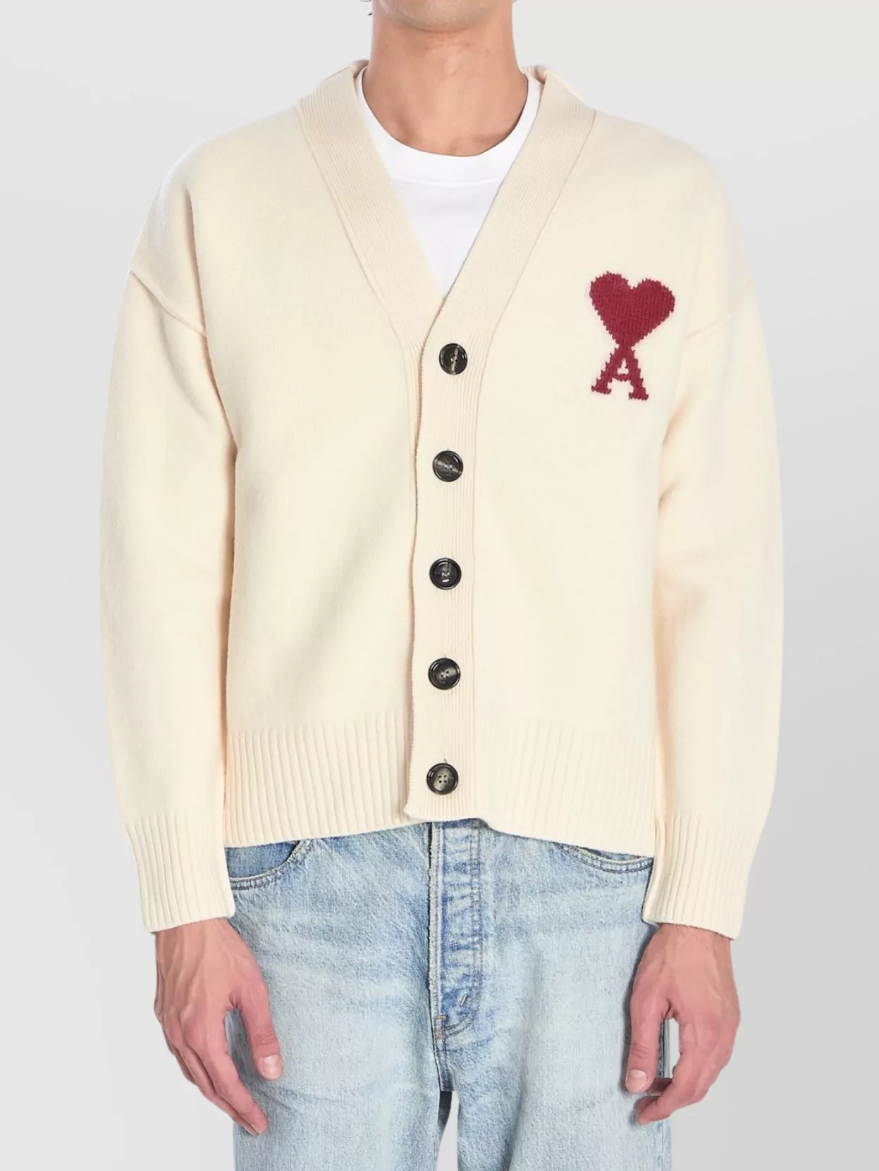 Ami Paris Virgin wool ribbed oversized cardigan