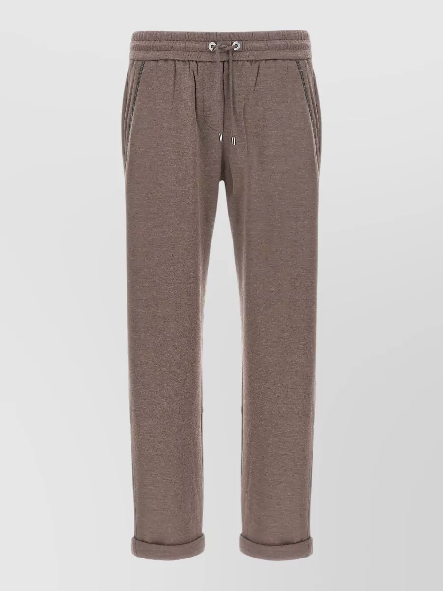Brunello Cucinelli Silk Straight-Leg Track Pants