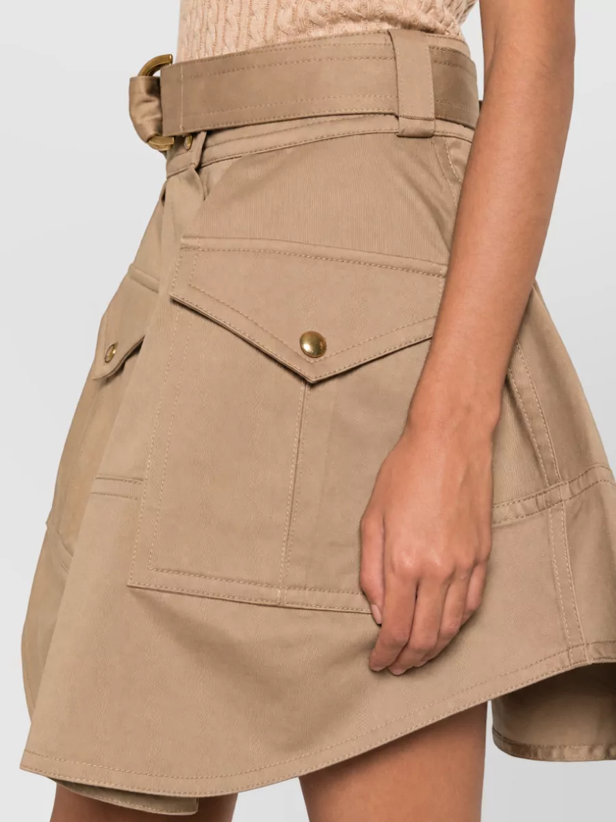 Zimmermann Cotton Belted Cargo Mini A-Line Skirt