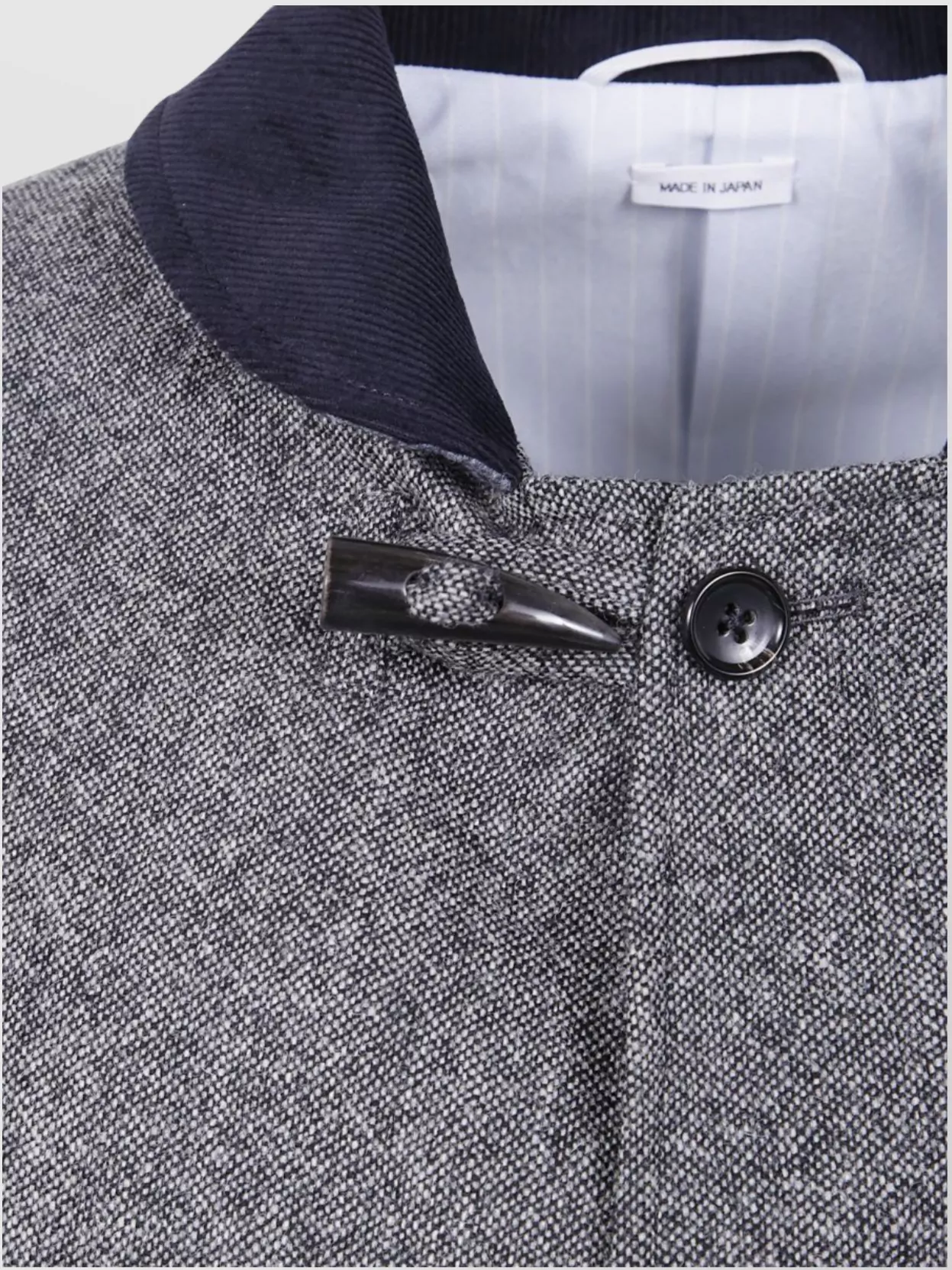 Thom Browne Solid Donegal Tweed Coat With Fisherman Shawl In Multi