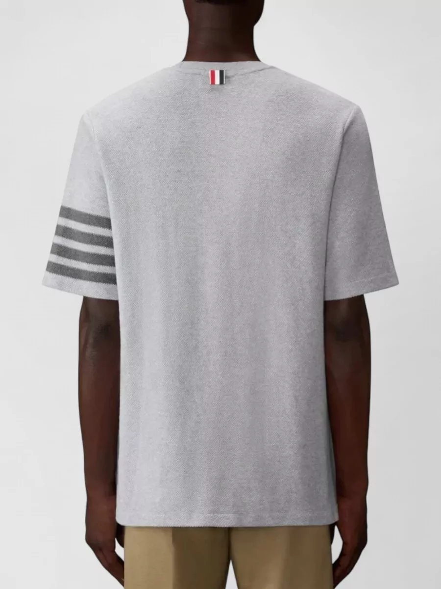 Thom Browne Short Sleeve Pique T-Shirt Signature Four Bar