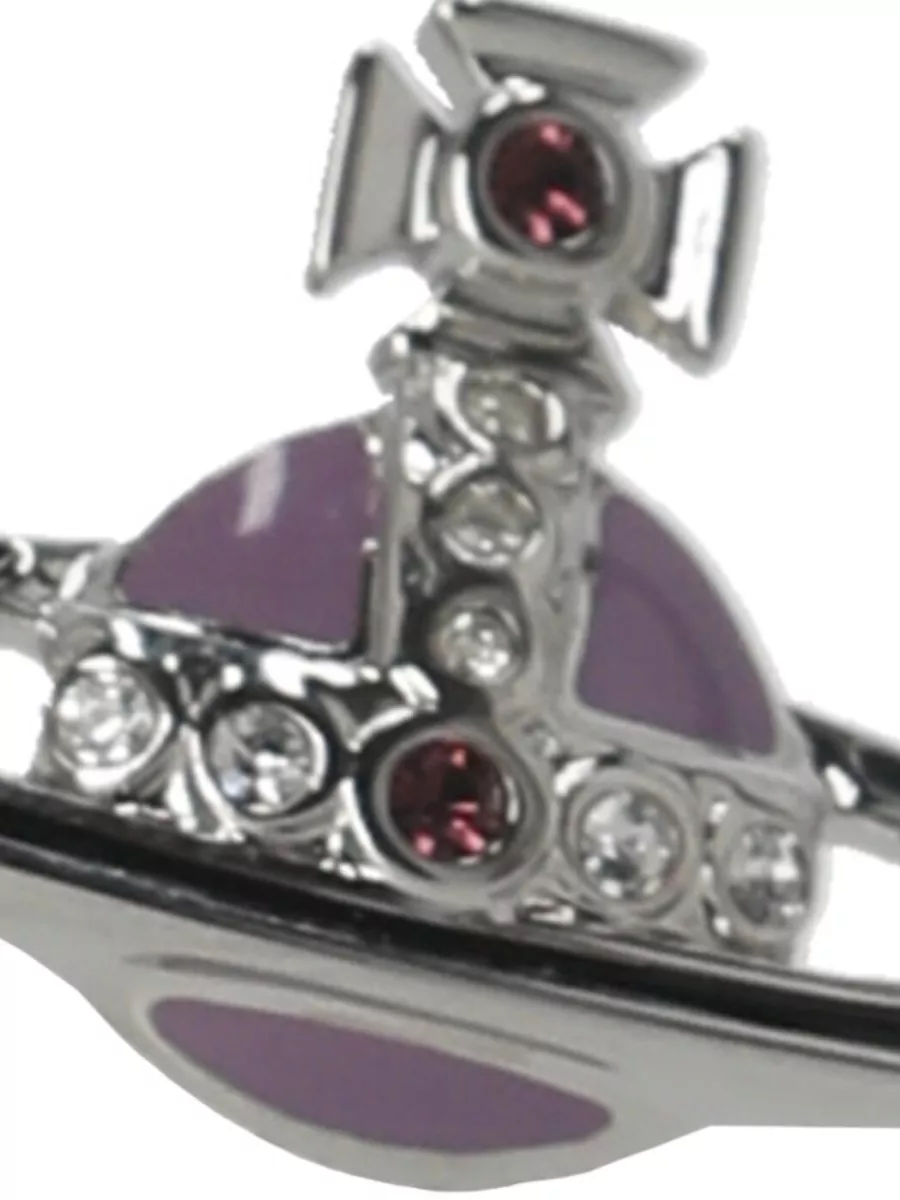 Vivienne Westwood Stud Earrings Orb Shape Silver Tone Crystals